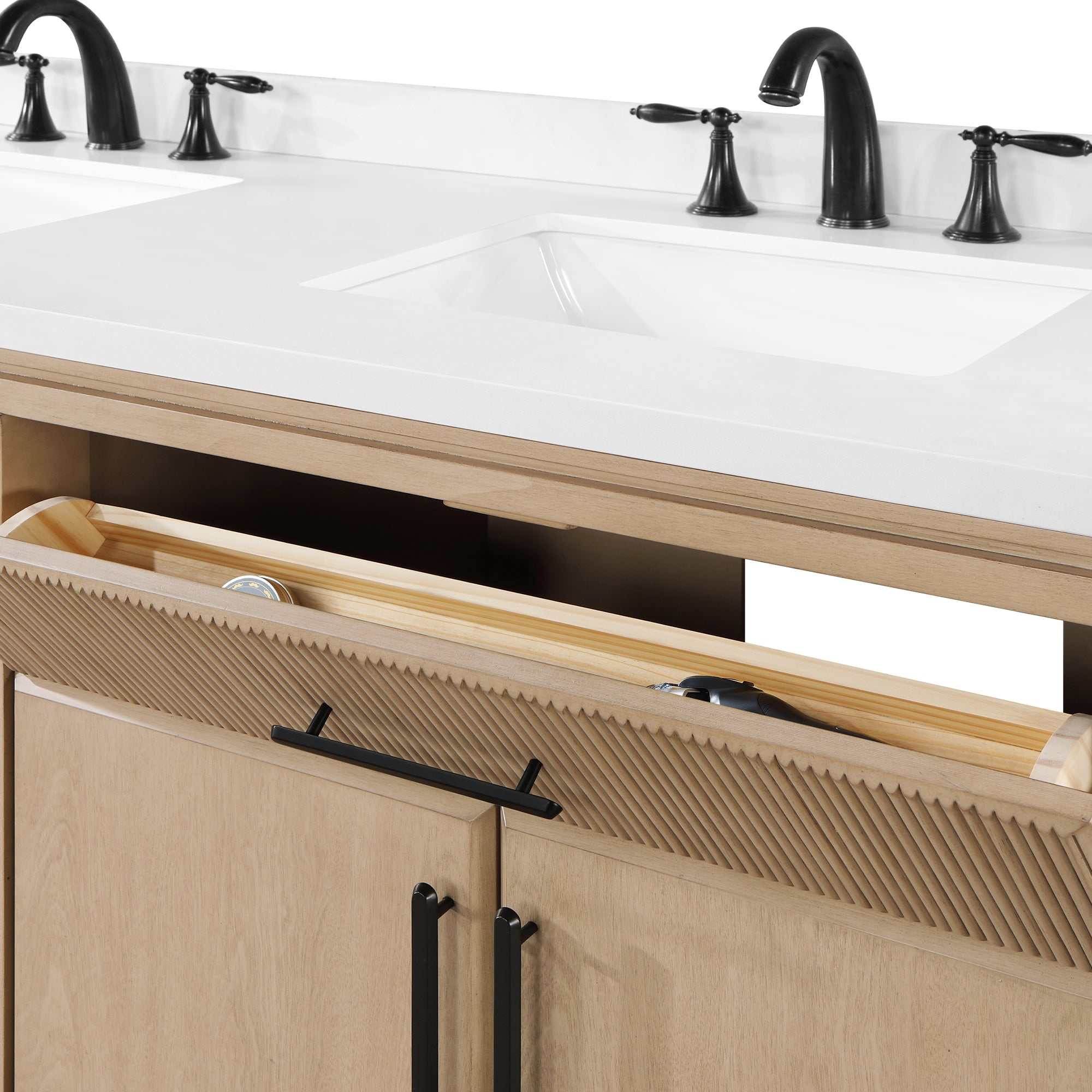 Hedy 60 po - Meuble-lavabo avec dessus en quartz blanc