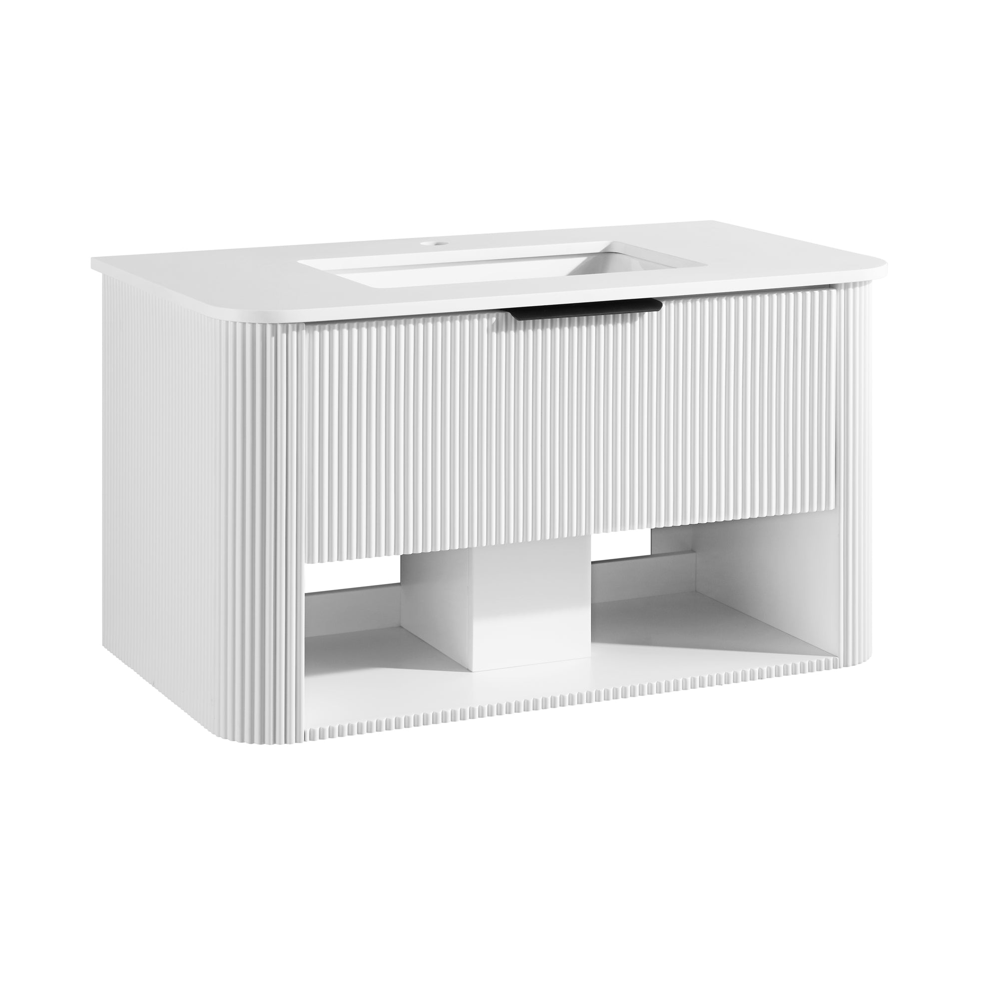 Meuble-lavabo suspendu simple Bella de 36 po blanc pur