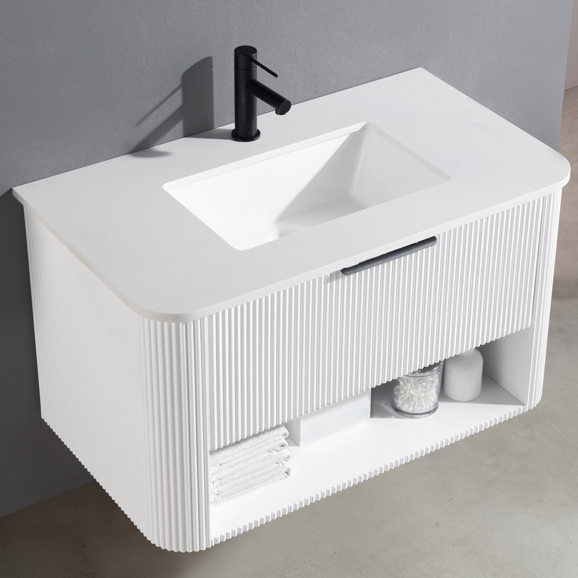 Meuble-lavabo suspendu simple Bella de 36 po blanc pur