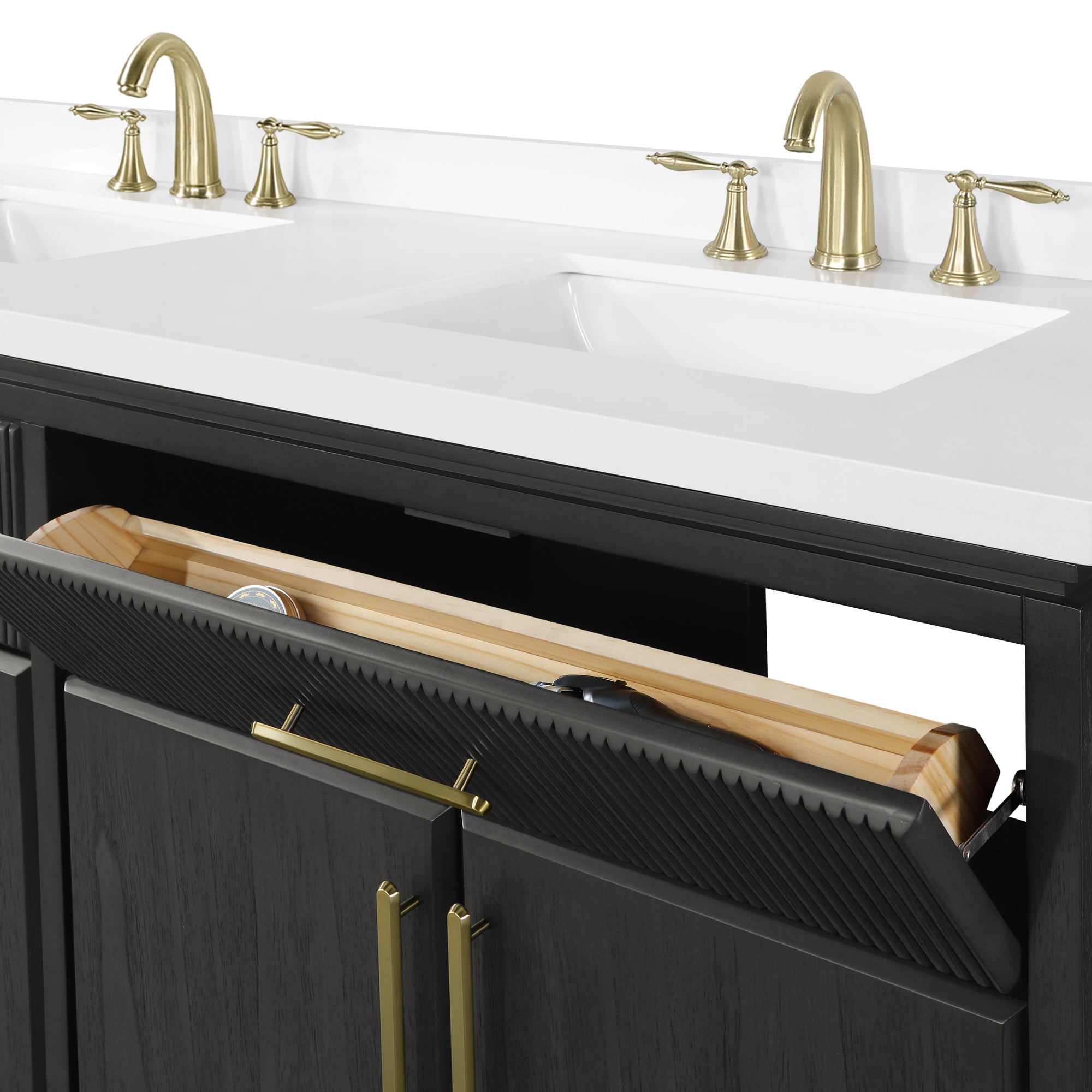 Hedy 60 po - Meuble-lavabo avec dessus en quartz blanc