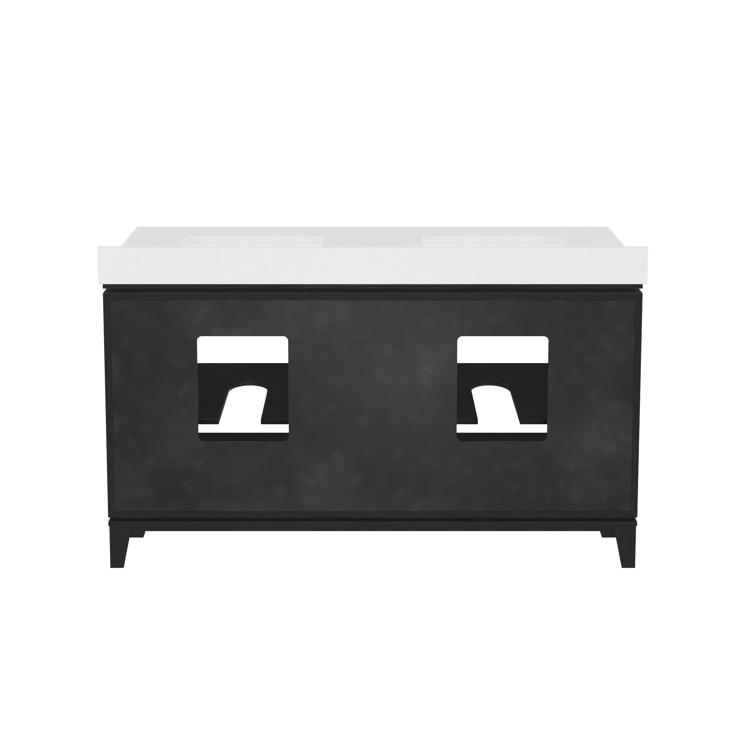 Hedy 60 po - Meuble-lavabo avec dessus en quartz blanc