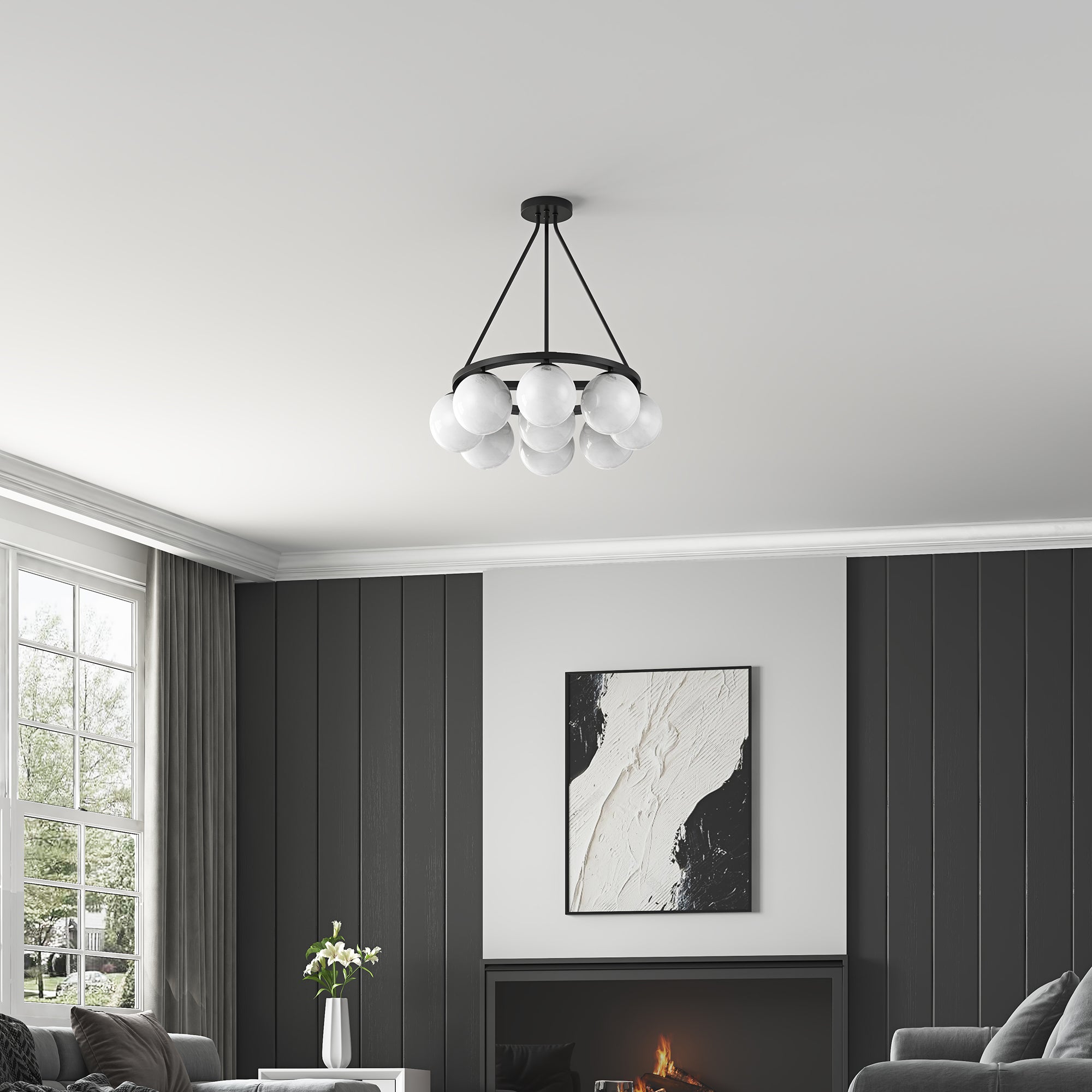 Phoebe Chandelier 9LT - Matte Black