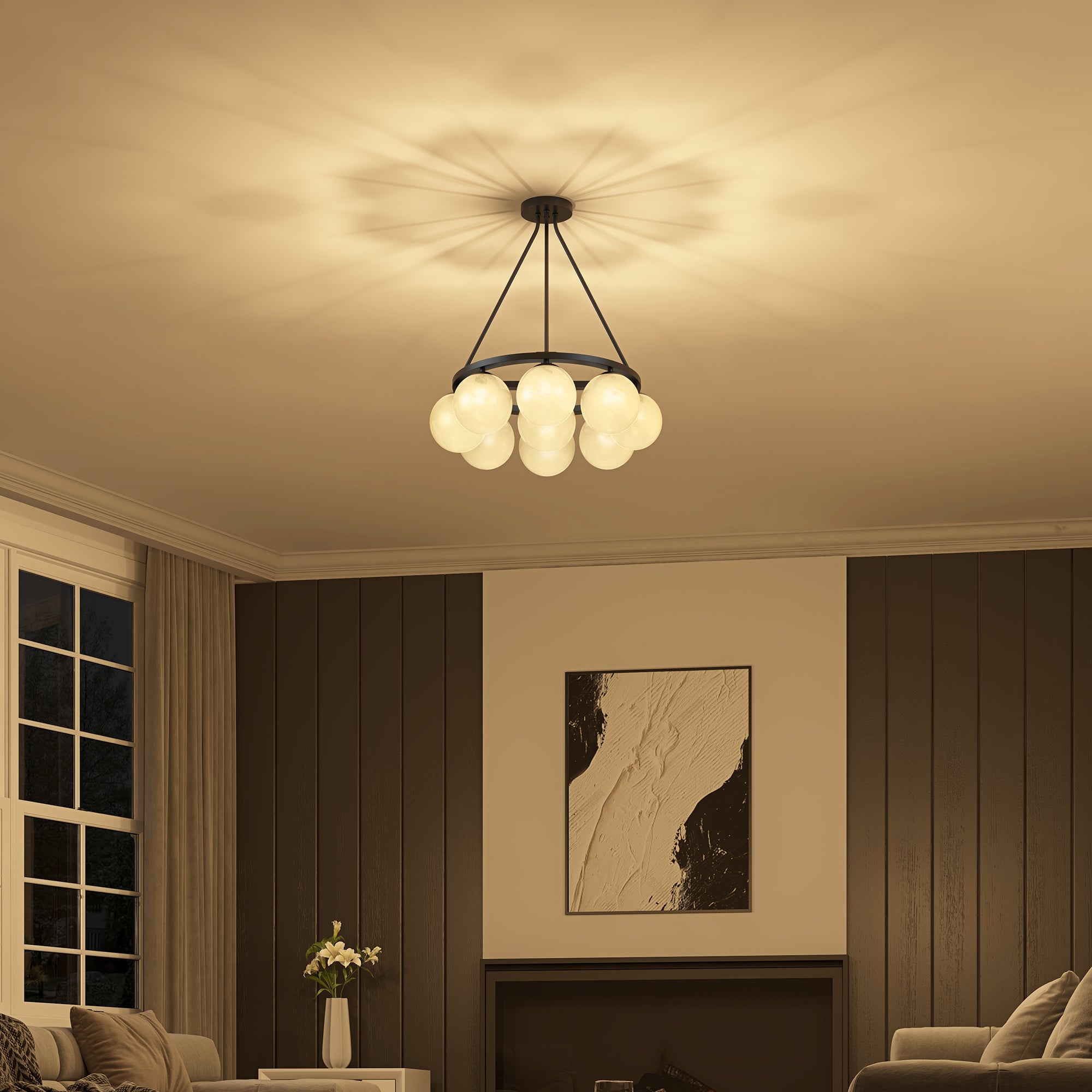 Phoebe Chandelier 9LT - Matte Black