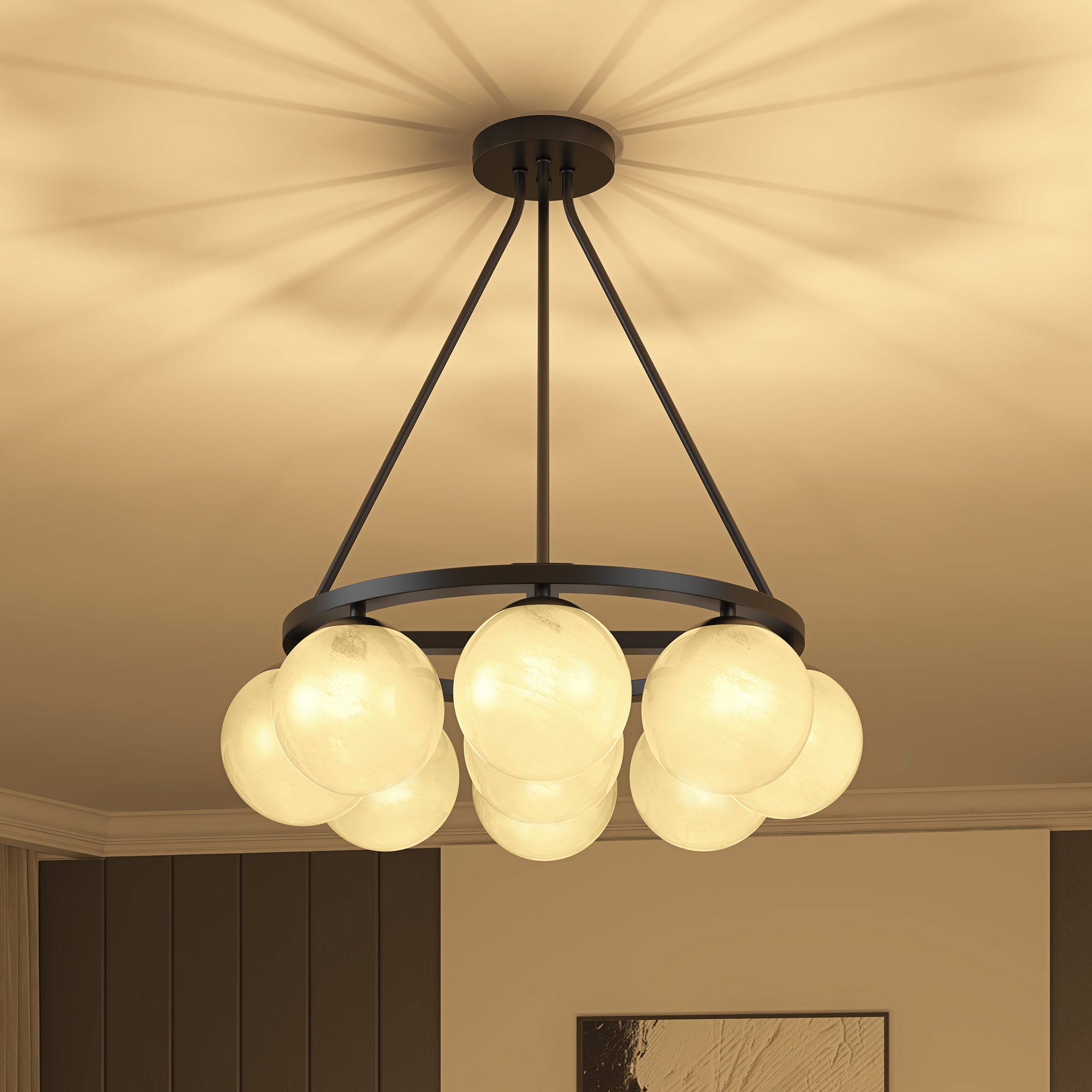 Phoebe Chandelier 9LT - Matte Black