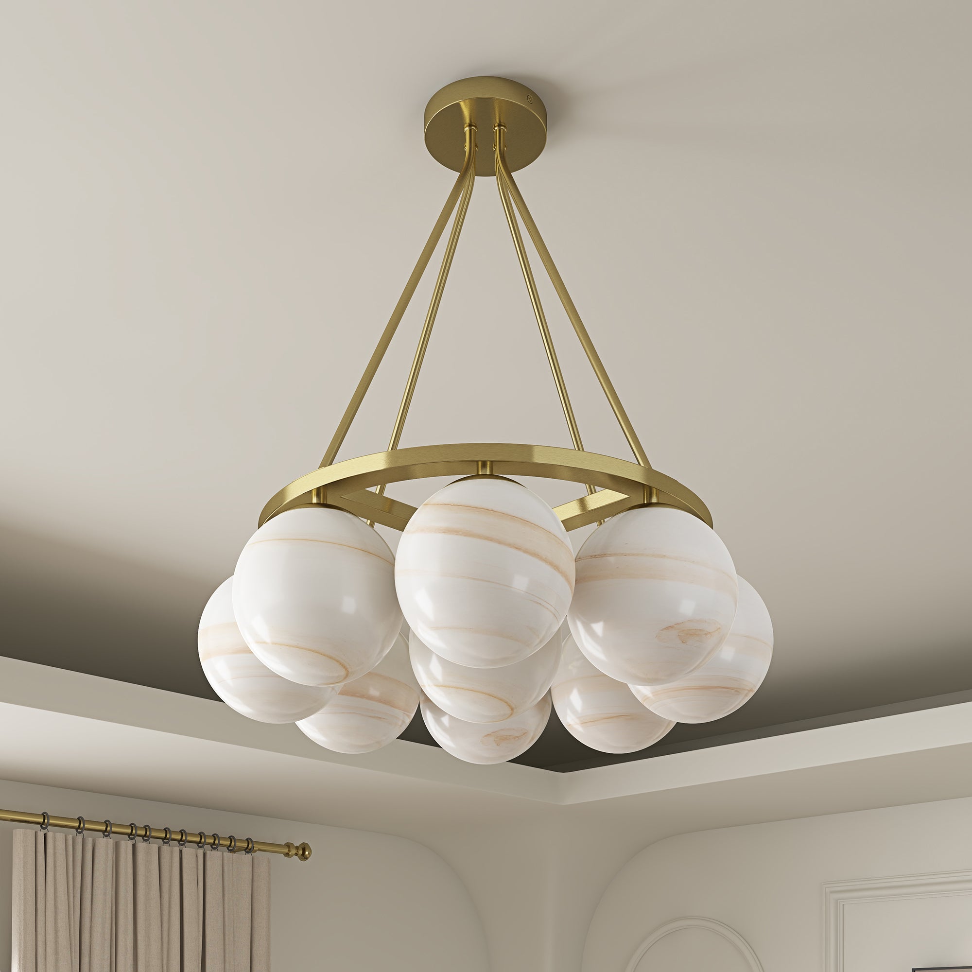 Phoebe Chandelier 9LT - Brushed Gold
