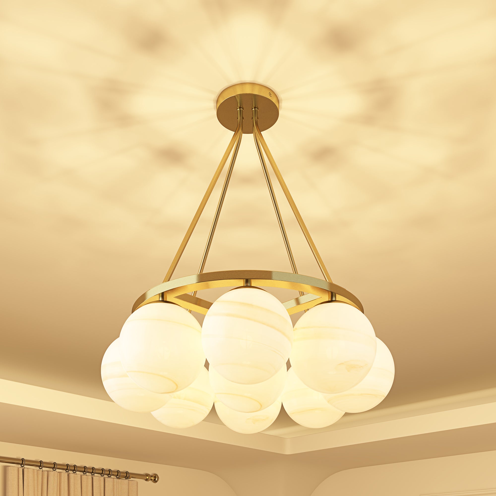 Phoebe Chandelier 9LT - Brushed Gold