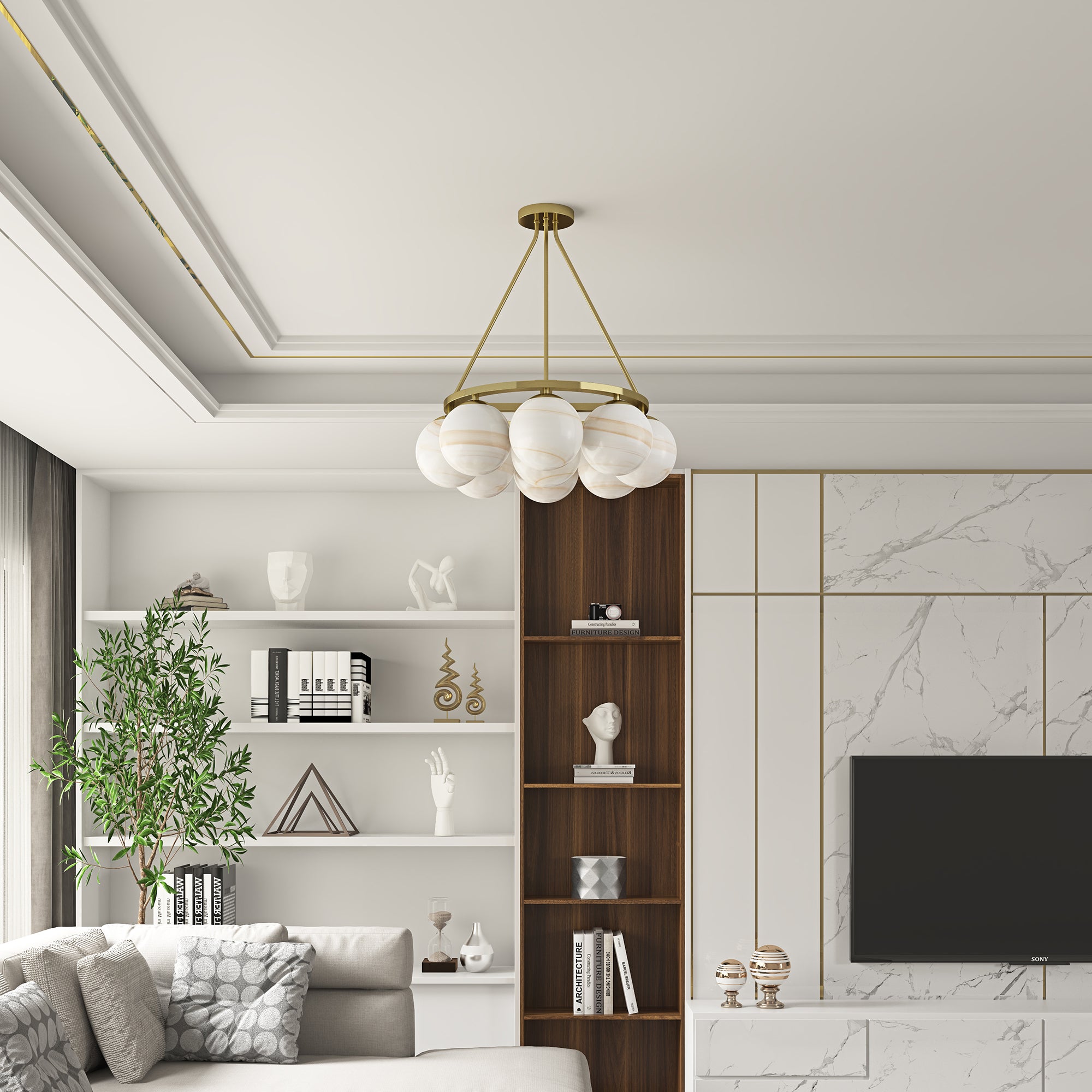 Shop Phoebe Chandelier 9LT - Brushed Gold - Loxley Rowe