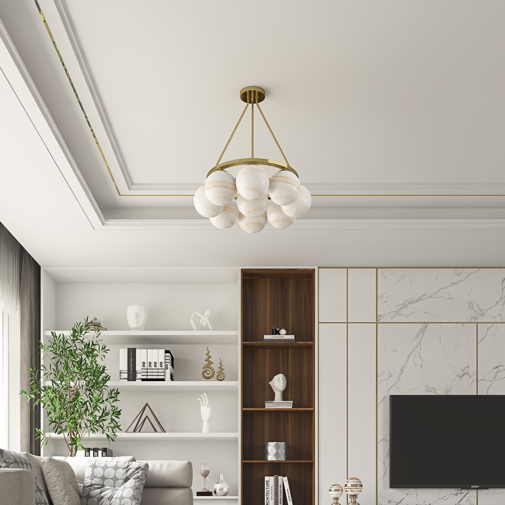 Shop Phoebe Chandelier 9LT - Brushed Gold - Loxley Rowe