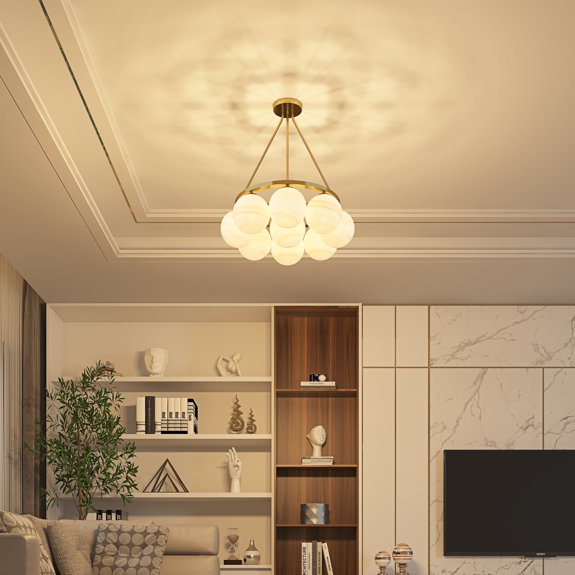邦楽 Novelbright chandelier Shop Phoebe Chandelier 9LT - Brushed Gold - Loxley Rowe