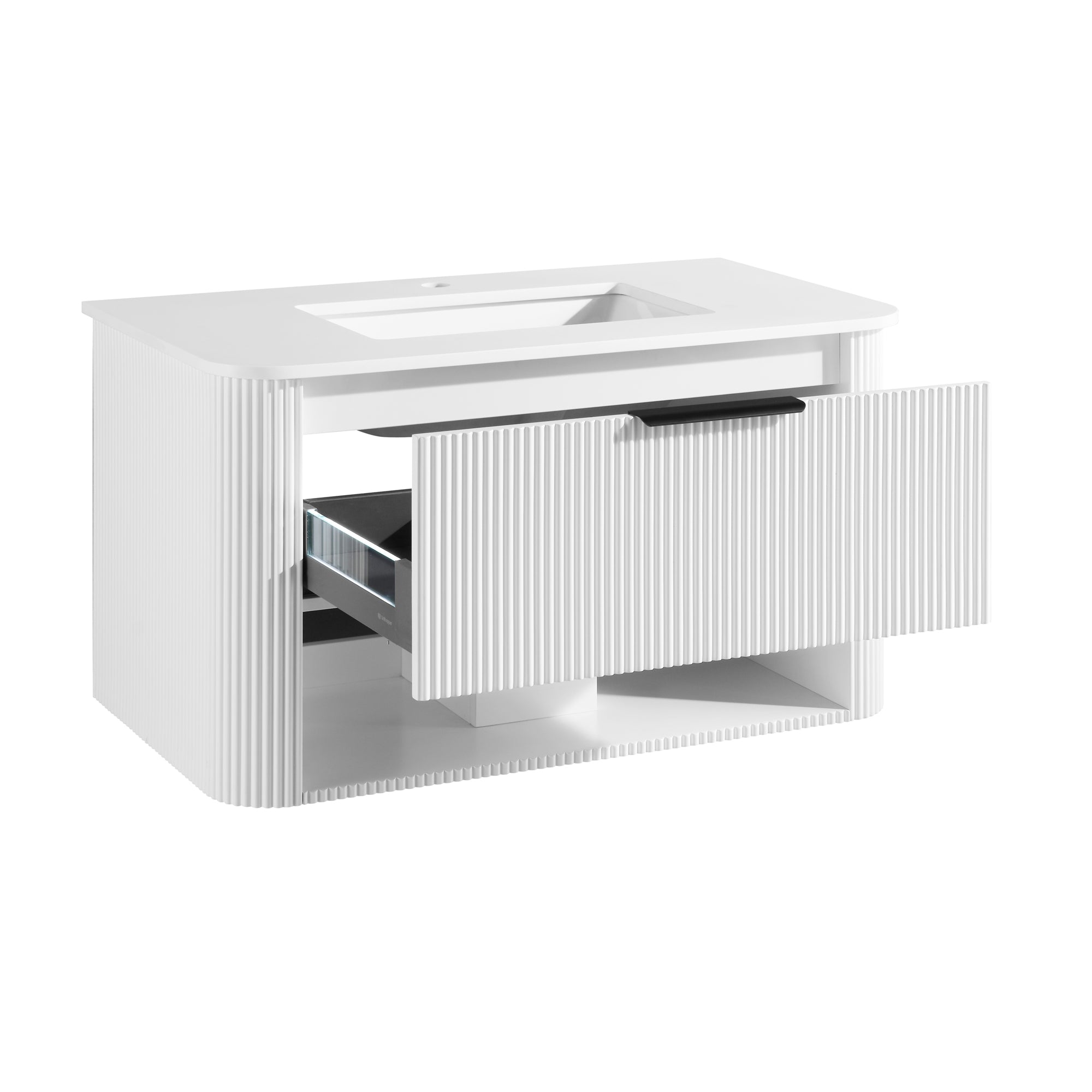 Meuble-lavabo suspendu simple Bella de 36 po blanc pur