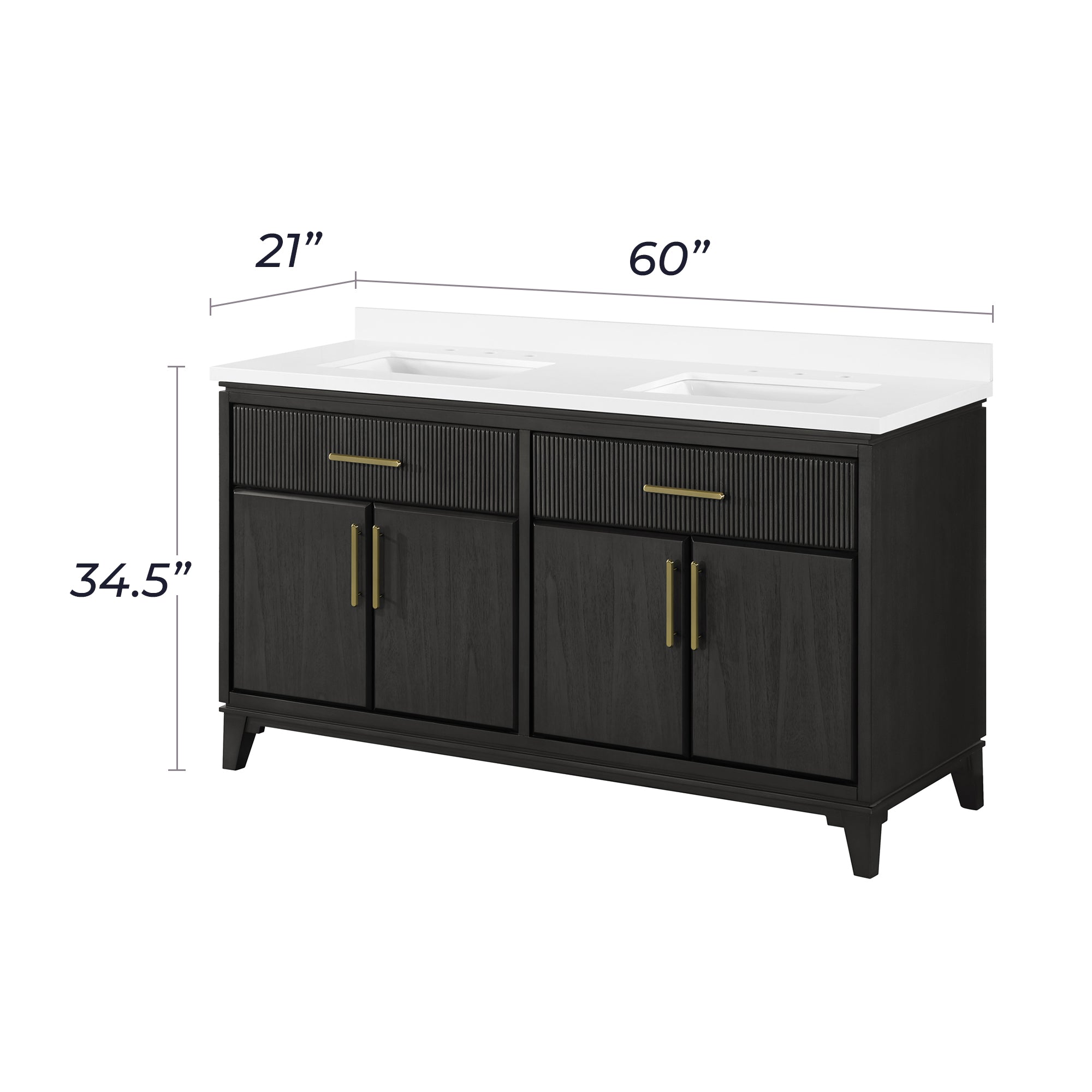 Hedy 60 po - Meuble-lavabo avec dessus en quartz blanc