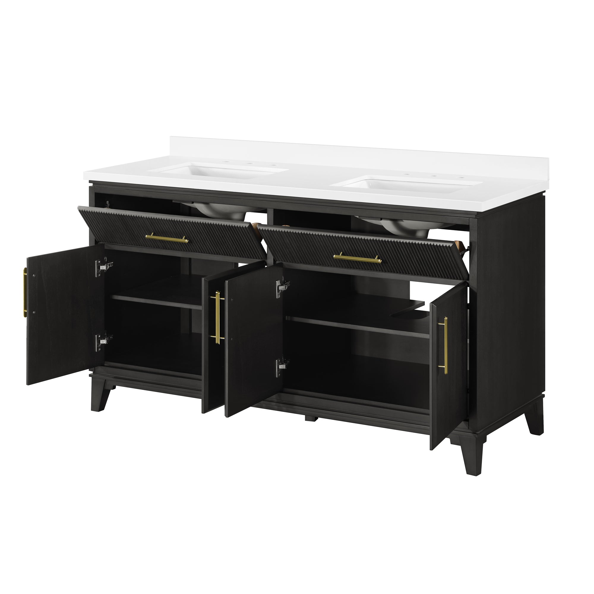 Hedy 60 po - Meuble-lavabo avec dessus en quartz blanc