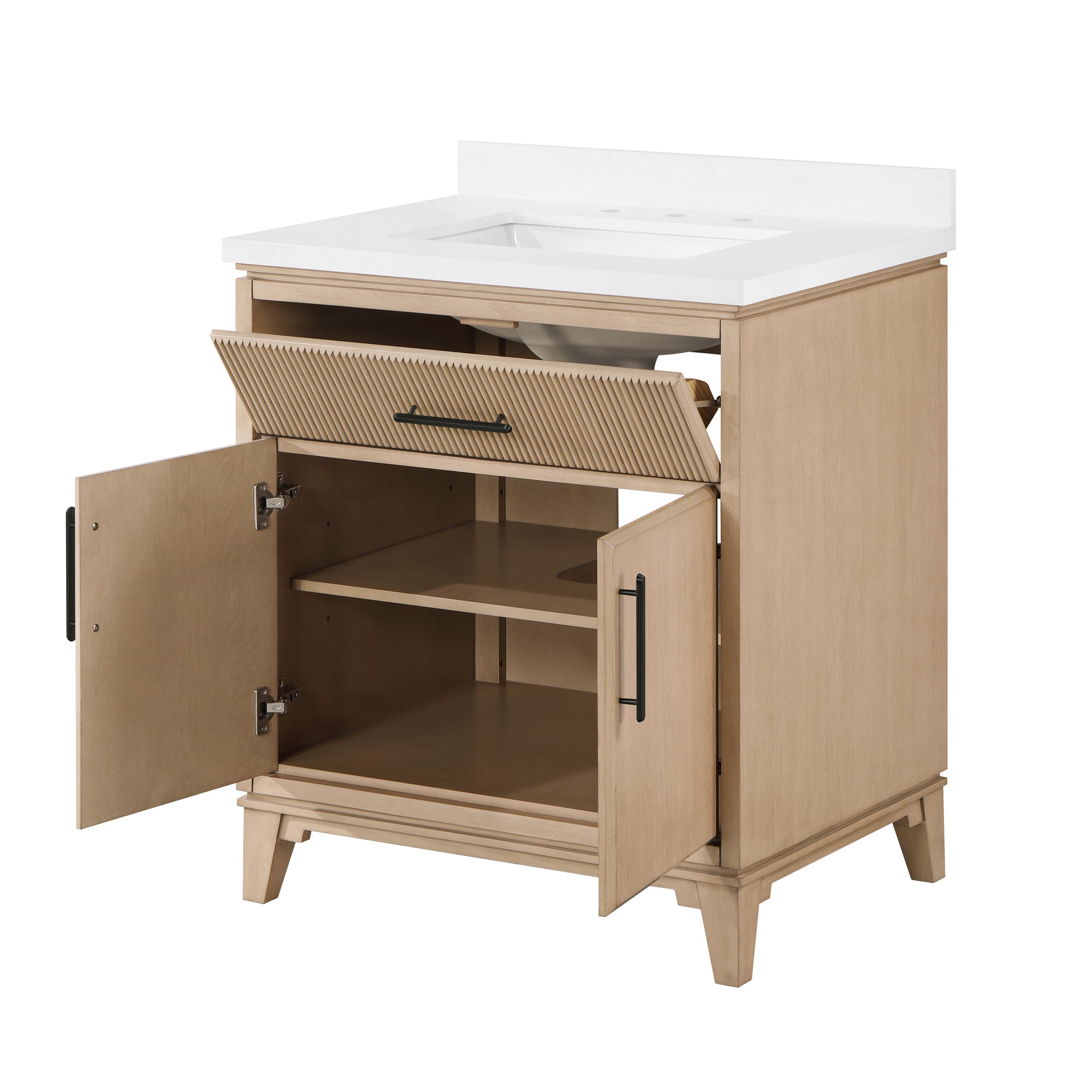 Hedy 30 po - Meuble-lavabo avec dessus en quartz blanc