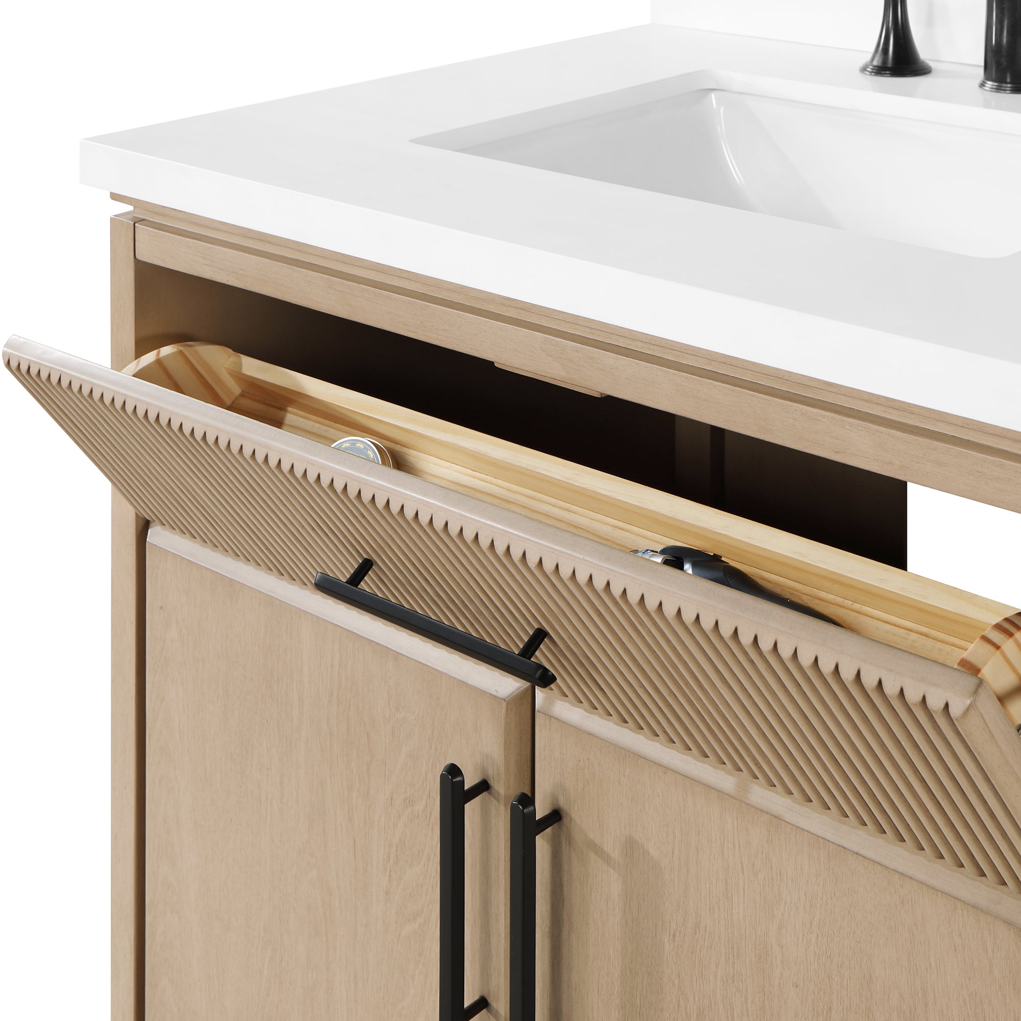 Hedy 30 po - Meuble-lavabo avec dessus en quartz blanc
