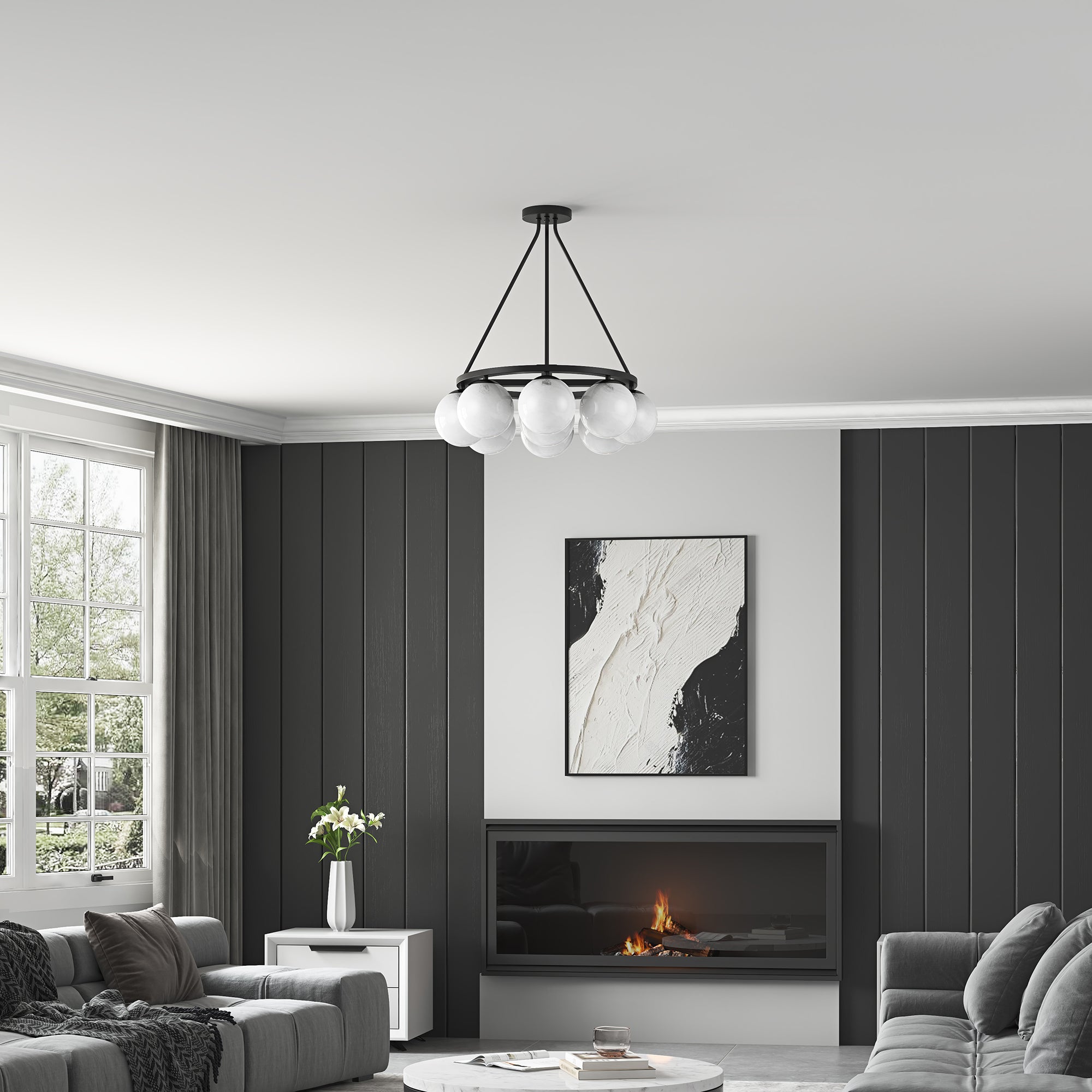 Phoebe Chandelier 9LT - Matte Black