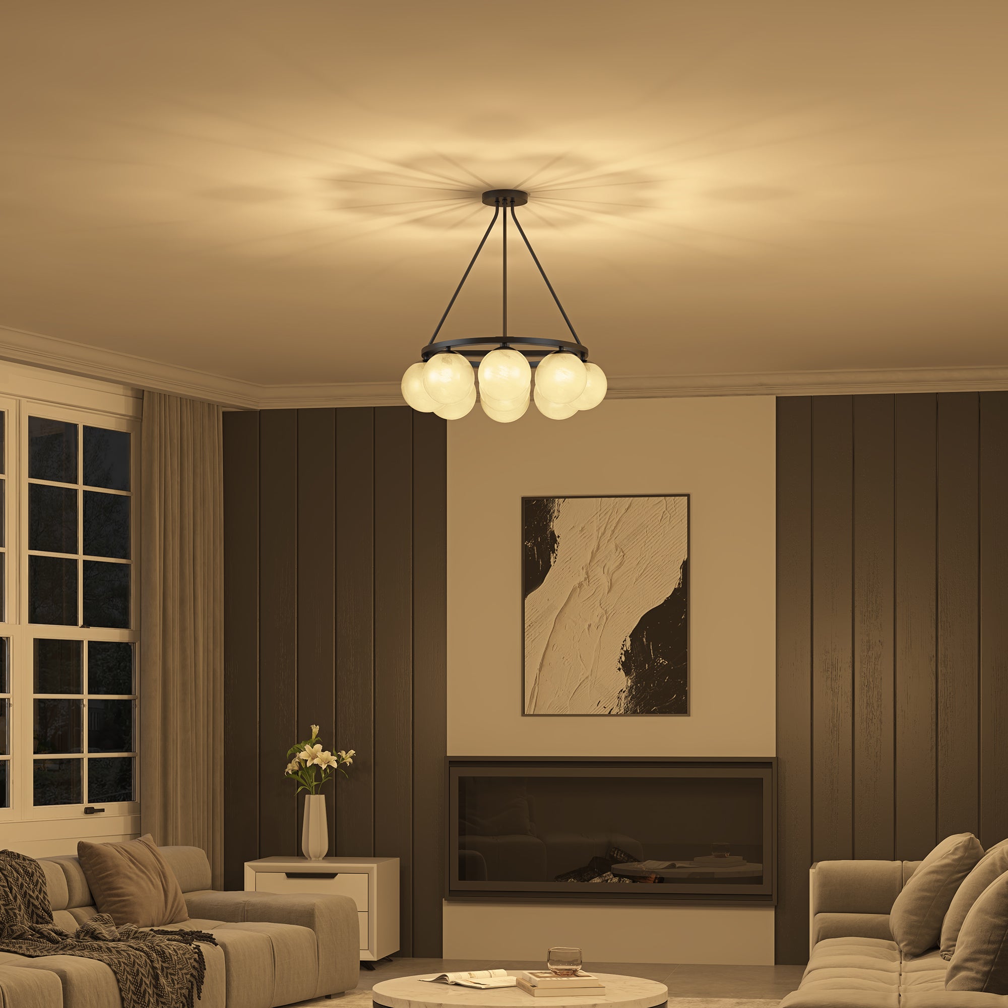 Phoebe Chandelier 9LT - Matte Black